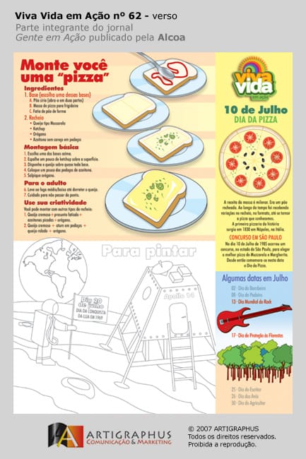 Montagem de uma pizza com pão de forma