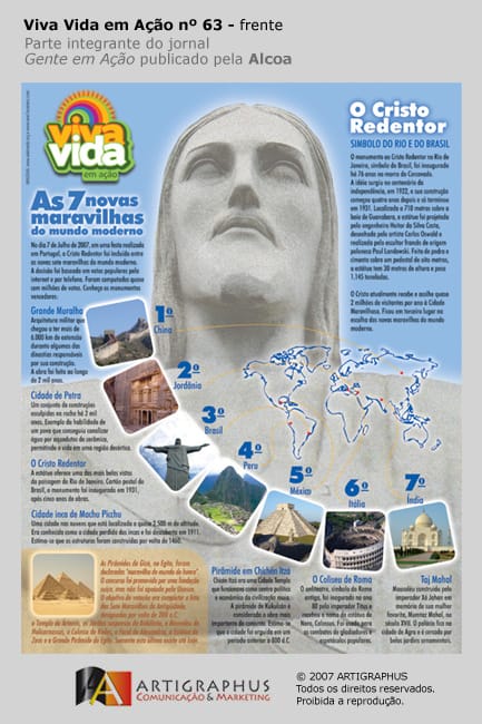 As 7 maravilhas do mundo moderno, destaque Cristo Redentor