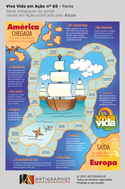 Jogo de tabuleiro Descoberta da América ilustrado
